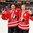 SOCHI, RUSSIA - APRIL 28: Canada's Madison Bowey #4 and Josh Morrissey #7 show off their gold medals during gold medal action at the 2013 IIHF Ice Hockey U18 World Championship. (Photo by Matthew Murnaghan/HHOF-IIHF Images)